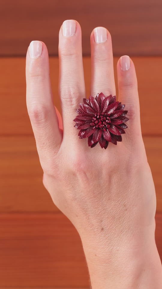 Leather Flower Ring